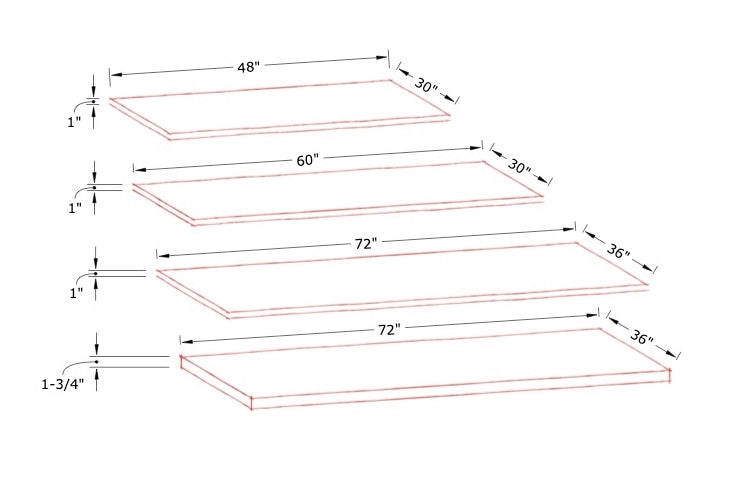 White Oak Desktop - Standard Sizes